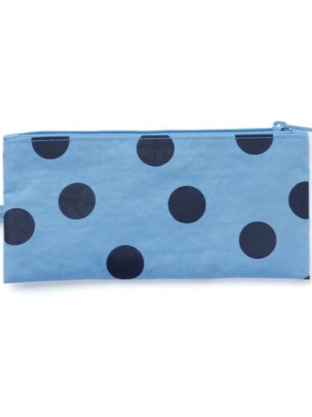 Baggu Pastel Blue Polka Dot Medium Flat Lightweight Nylon Toiletry Zip Pouch